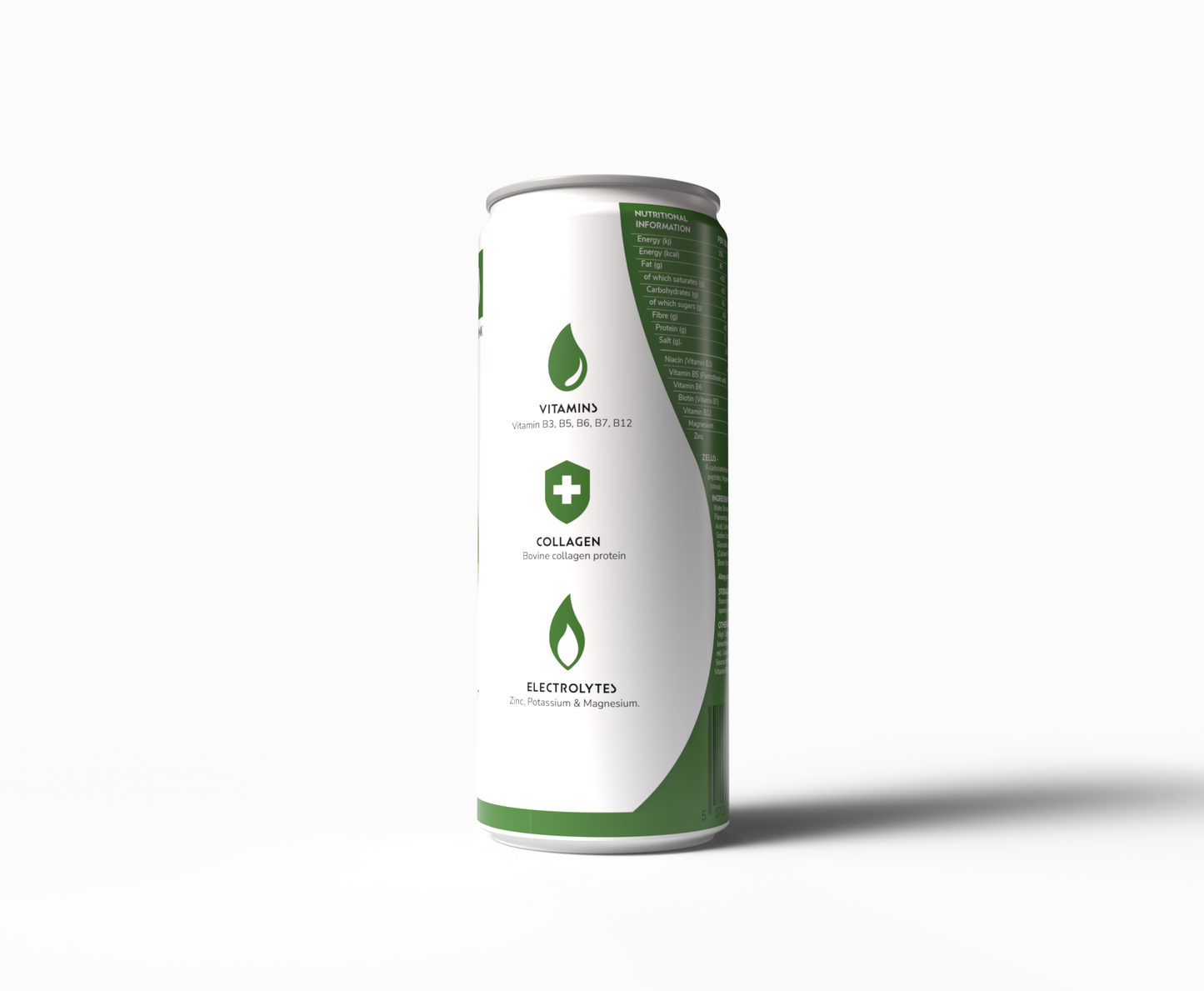 ZELUS Energise - Lemon, Lime, Mint (Caffeinated) - 16g Protein, Electrolytes and Vitamins - 330ml can size.